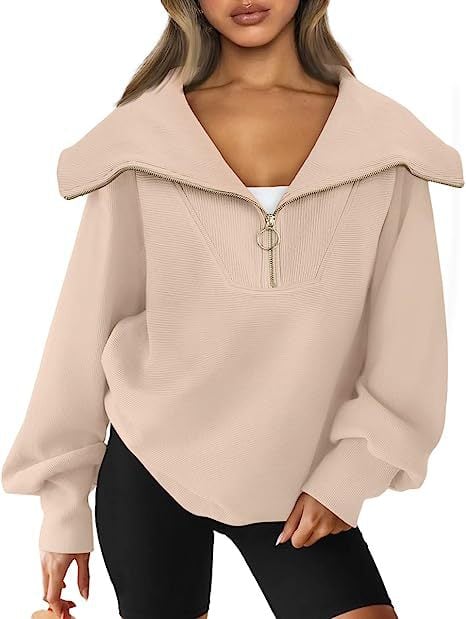 Women's Oversized Half-Zip Pullover Sweater | Streetwear