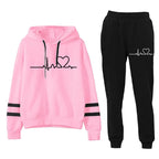 Cardiogram Love Printed Hooded Sweater Set