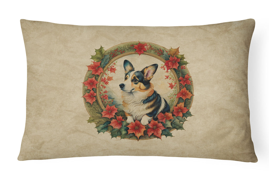 Corgi Christmas Flowers Throw Pillow