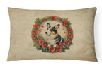 Corgi Christmas Flowers Throw Pillow