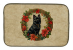 German Spitz Christmas Flowers Dish Drying Mat