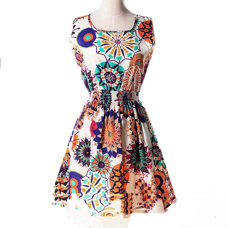 Plus Size Floral Chiffon Sleeveless Dress