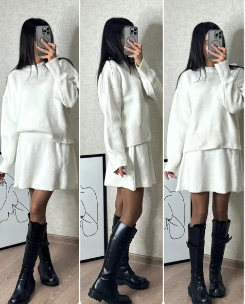 Chic Knit Sweater Skirt Set