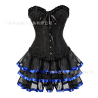 Victorian Corset Dress Set with Plus Size Black Skirt