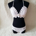 Bikini Swimsuit with Knitted Yarn and Shell Lingerie Set