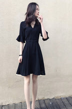 2020 Spring Summer Hepburn Style V-Neck A-Line Dress