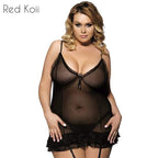 Plus Size Lingerie with Open Crotch and Stockings