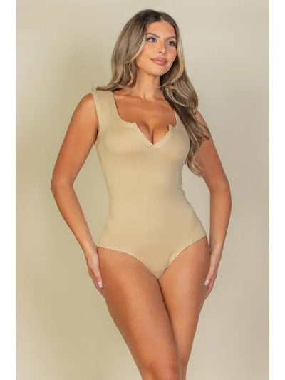 Split Neckline Sleeveless Bodysuit