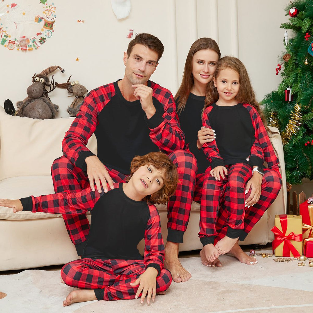 2024 Christmas Family Matching Pajama Set in Solid Check