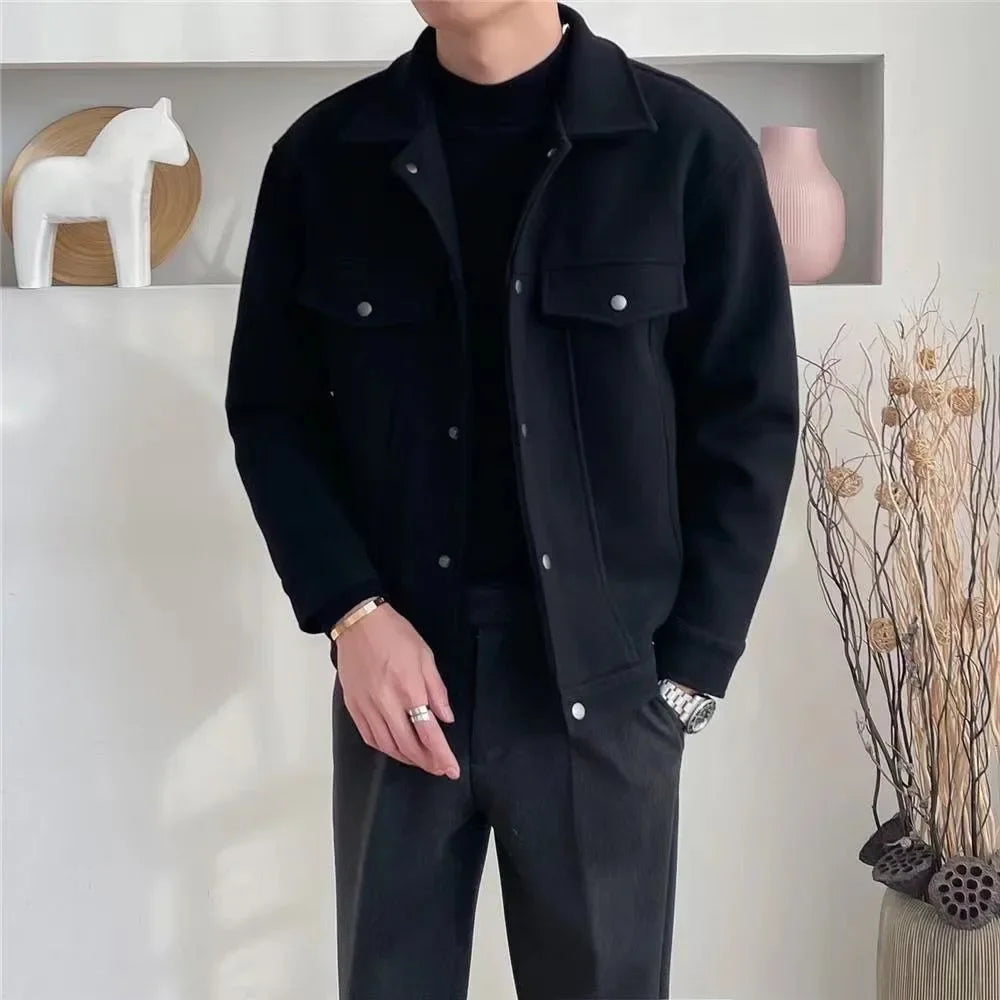 2024 Men's Slim Fit Korean Fashion Turndown Collar Jacket