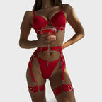 Metal Chain Motorcycle Accessories Lingerie Set (4 Pieces)
