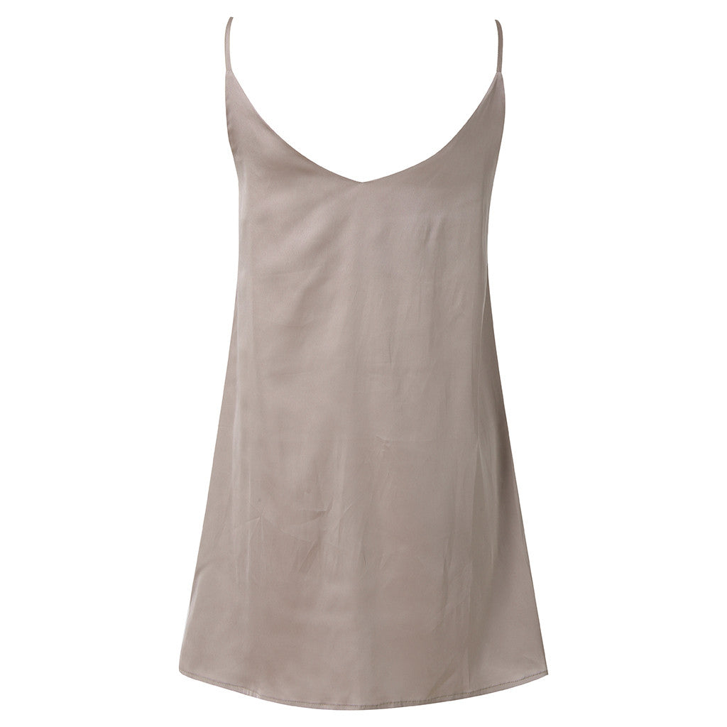 Silk Sheath Dress with Spaghetti Straps (4 Colors)