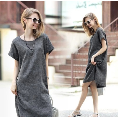 Cotton-Linen Slim Fit Dress