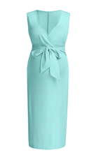Maternity Sleeveless Dress with Cross Waist Design