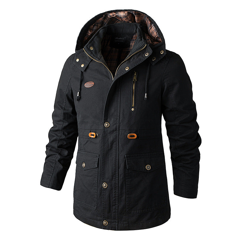 Plus Size Hooded Windbreaker Jacket for Men