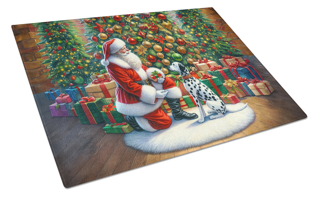 Dalmatian and Santa Claus Glass Cutting Board