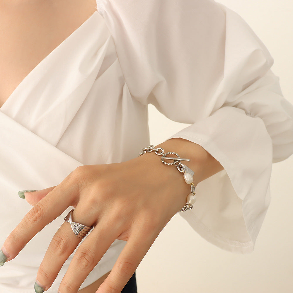 Pearl Gold Square Bracelet for Christmas