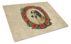 Borzoi Christmas Flowers Glass Cutting Board