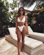 White Studded Strap Bikini Set