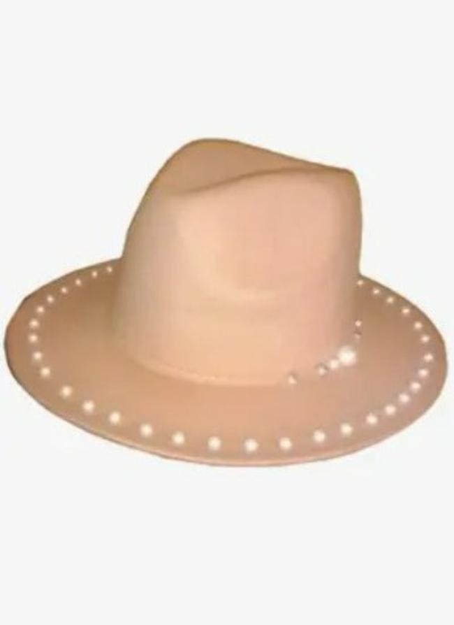BEIGE BRIM WOOL RANGER HAT WITH PEARLS | Embroidered Cap