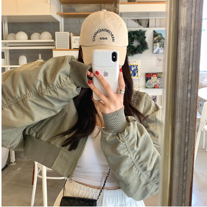 Wrinkle Zip Hooded Cotton Jacket for Comfort
