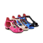 Plus Size Women's Rhinestone Thong Sandals with Low Heel