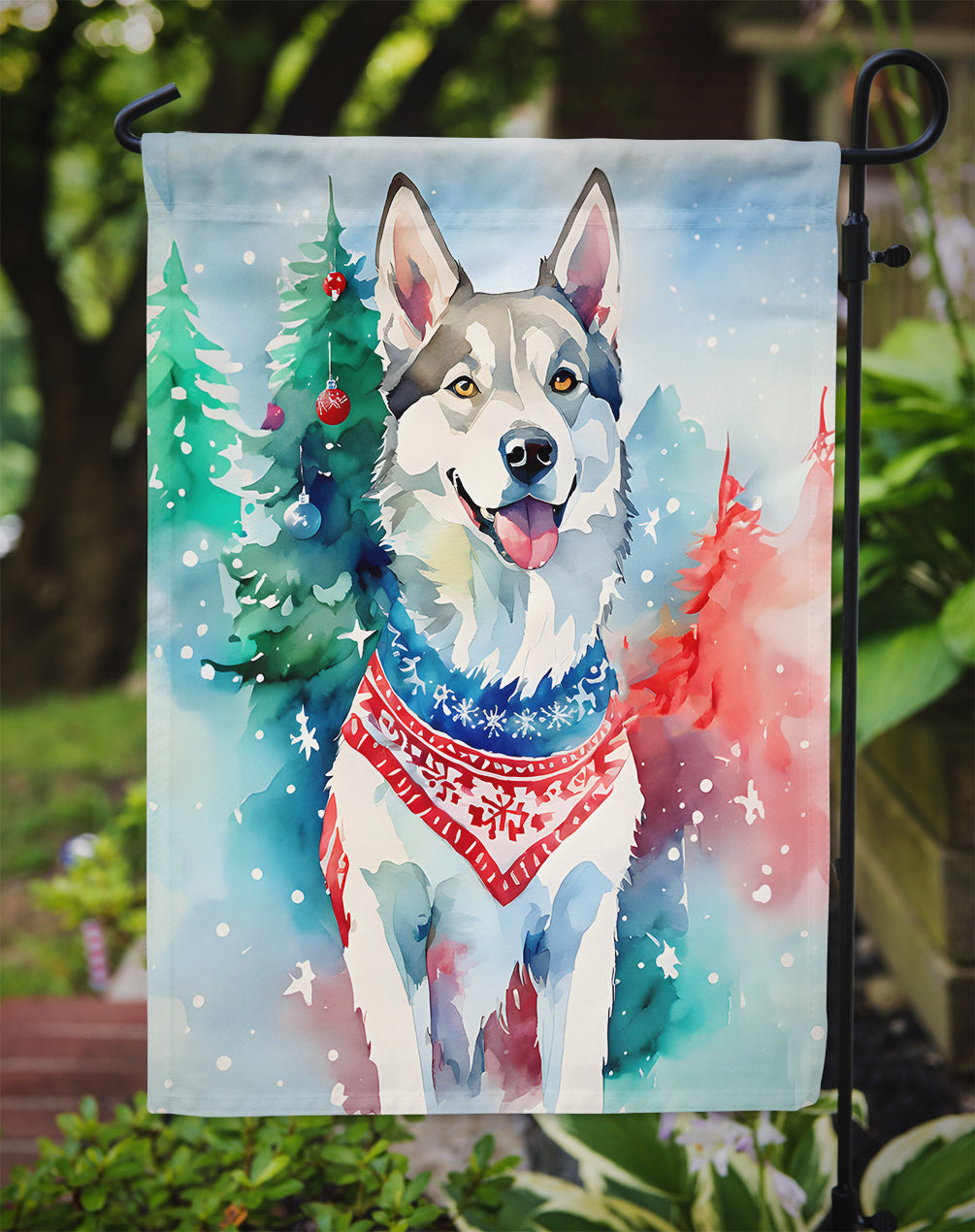 Siberian Husky Christmas Garden Flag