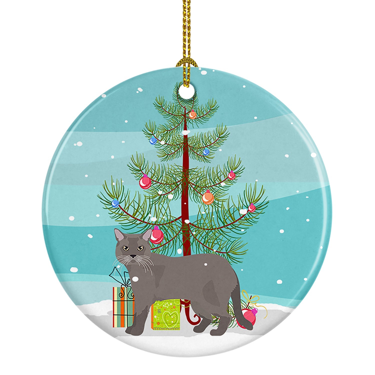 European Burmese Cat Christmas Ceramic Ornament