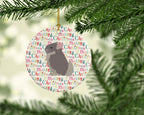 Beige Wellman Chinchilla Christmas Ceramic Ornament