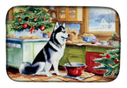 Siberian Husky Christmas Cookies Dish Drying Mat