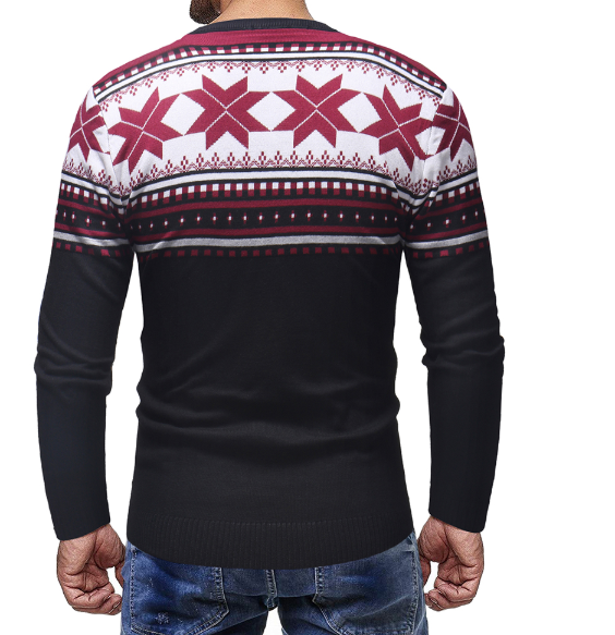 Men's Christmas Sweater with Geometric Patterns