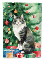 Norwegian Forest Cat By the Christmas Tree Garden Flag
