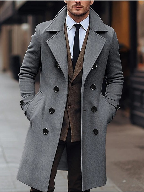 2024 Men's Double-Breasted Woolen Jacket (Autumn/Winter)
