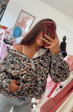 Camo Printed Sweater Coat