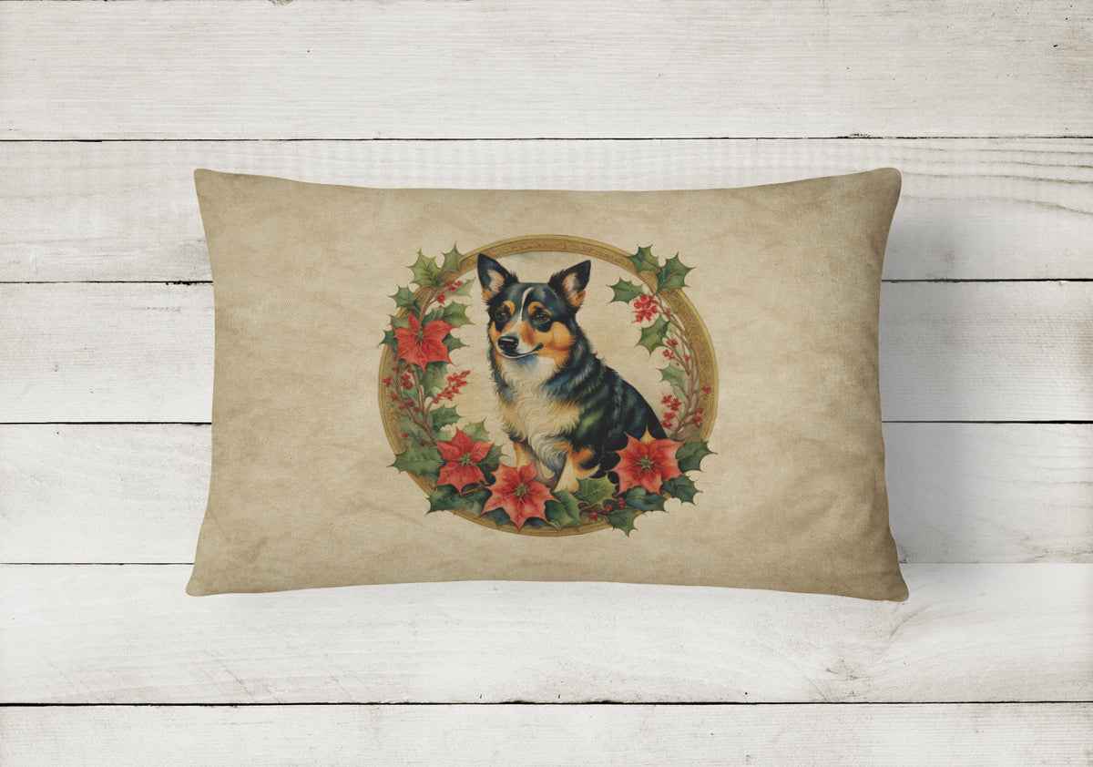 Lancashire Heeler Christmas Flowers Throw Pillow