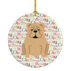 Merry Christmas English Bulldog Fawn Ceramic Ornament