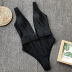 Multi-Color High-Waist Triangle One-Piece Swimsuit