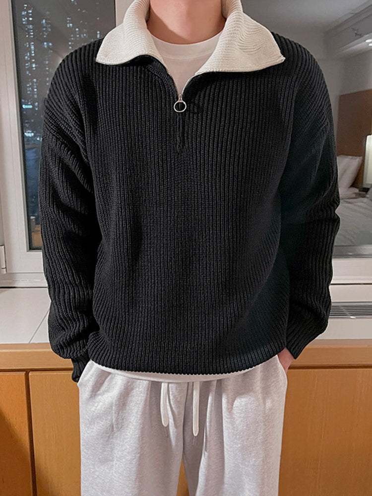 MRCYC Half High Neck Zipper Knit Sweater