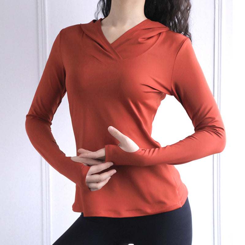 Women's Long Sleeve Breathable Yoga Hoodie Top | Streetwear