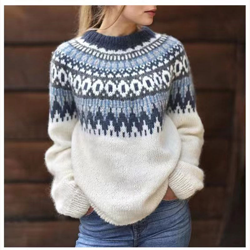 Vintage Floral Knit Sweater for Women - In Stock