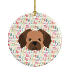 Tibetan Spaniel Merry Christmas Ceramic Ornament