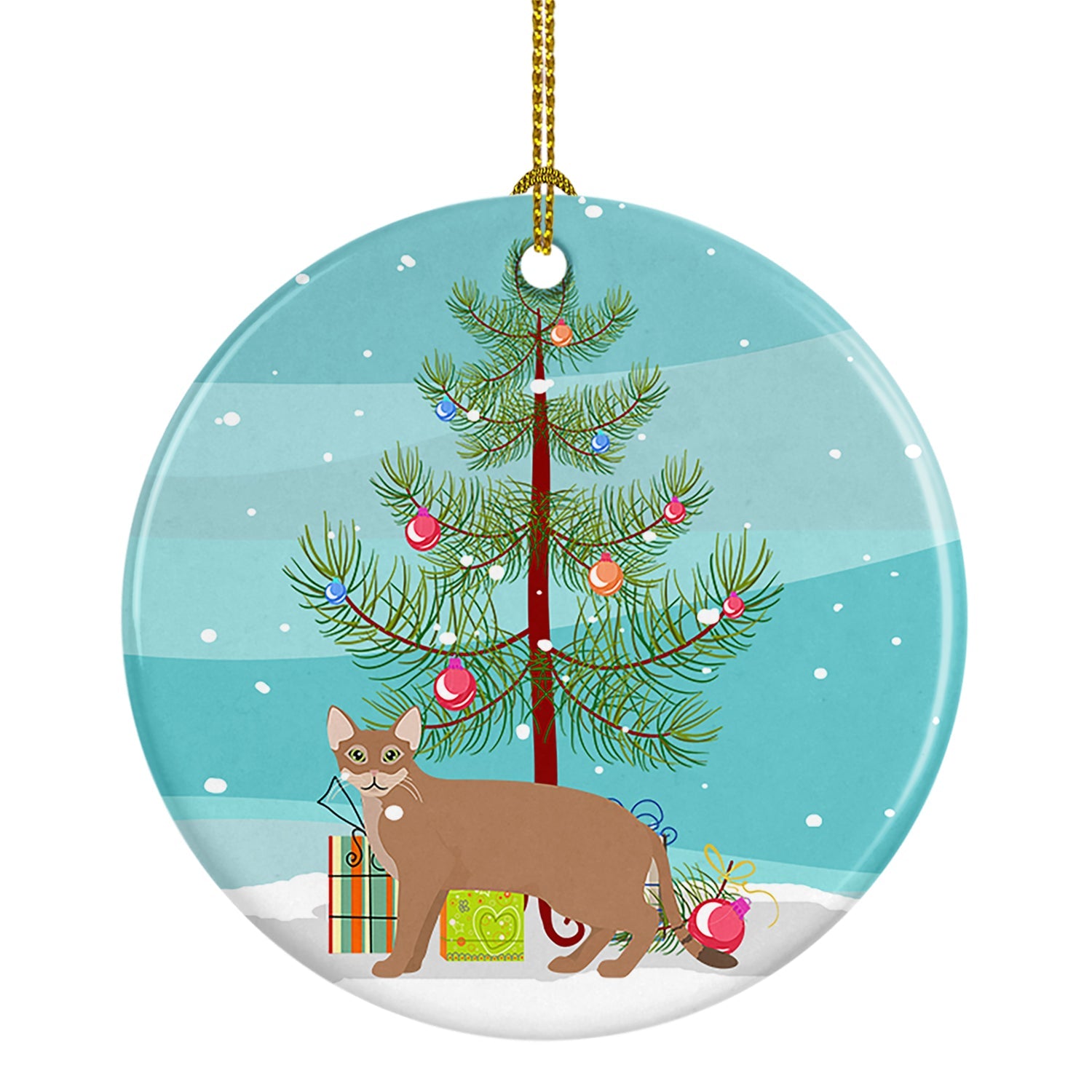 Chausie Cat Christmas Ceramic Ornament