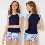 Short Sleeve Printed Two-Piece Swimsuit