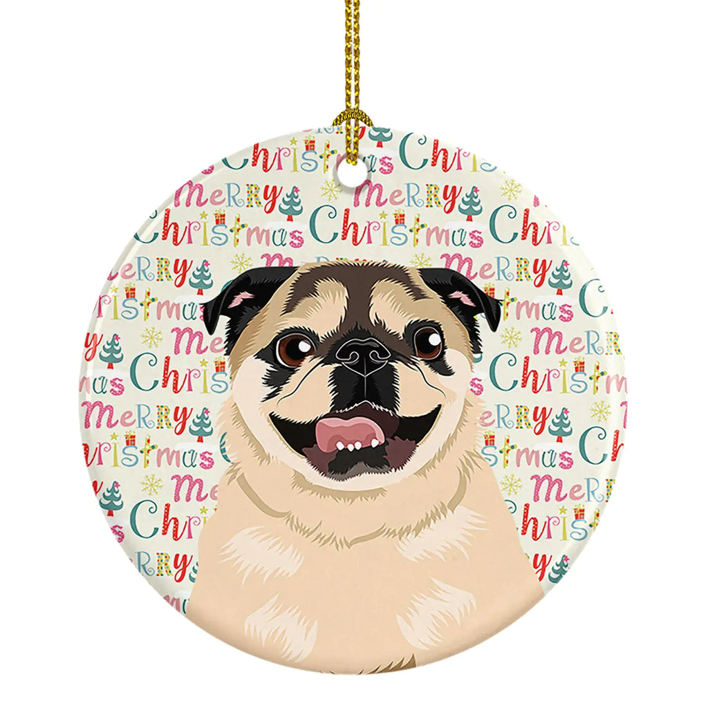 Pug Fawn #5 Christmas Ceramic Ornament
