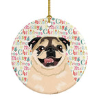 Pug Fawn #5 Christmas Ceramic Ornament