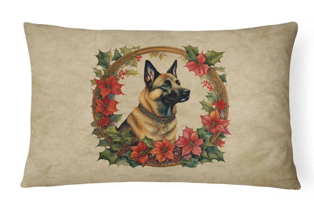 Belgian Malinois Christmas Flowers Throw Pillow