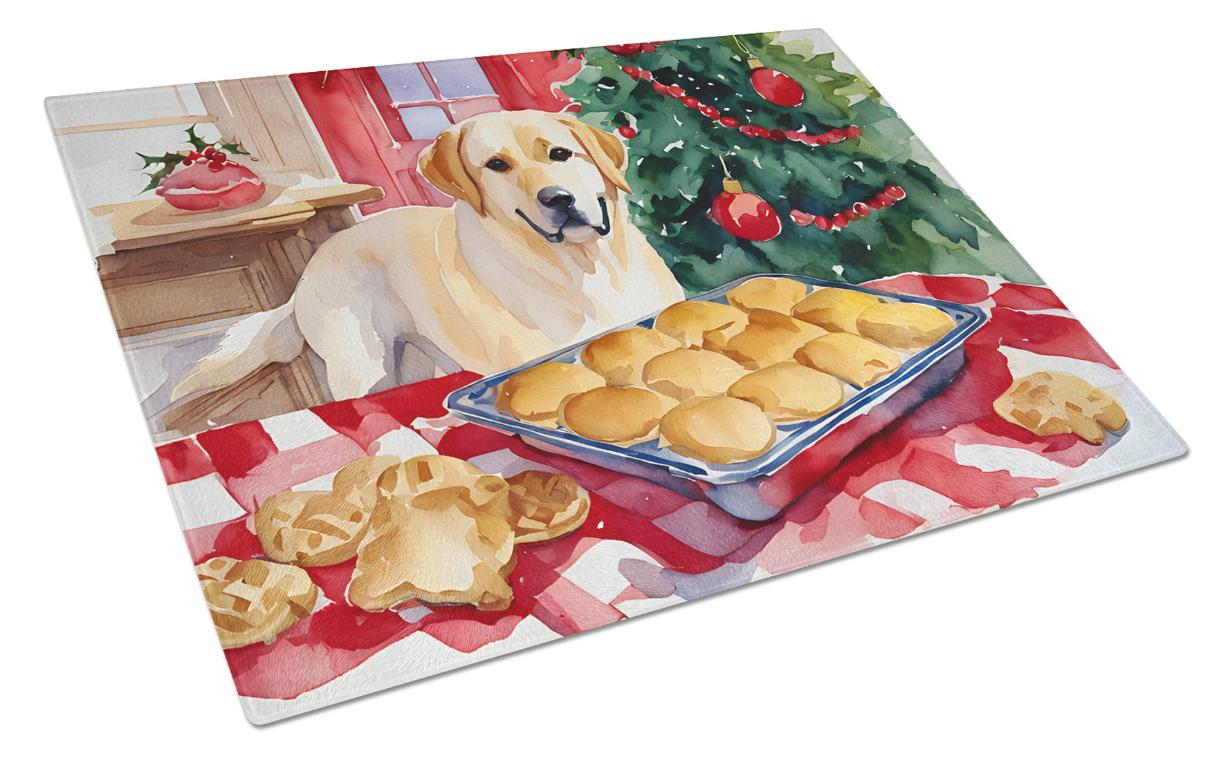 Labrador Retriever Christmas Cookies Glass Cutting Board