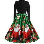 Christmas Rock Long Sleeve Floral Print Dress