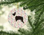 Boston Terrier Merry Christmas Ceramic Ornament