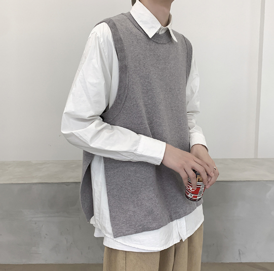 Men's Long Sleeve Sweater with Sleeveless Vest
